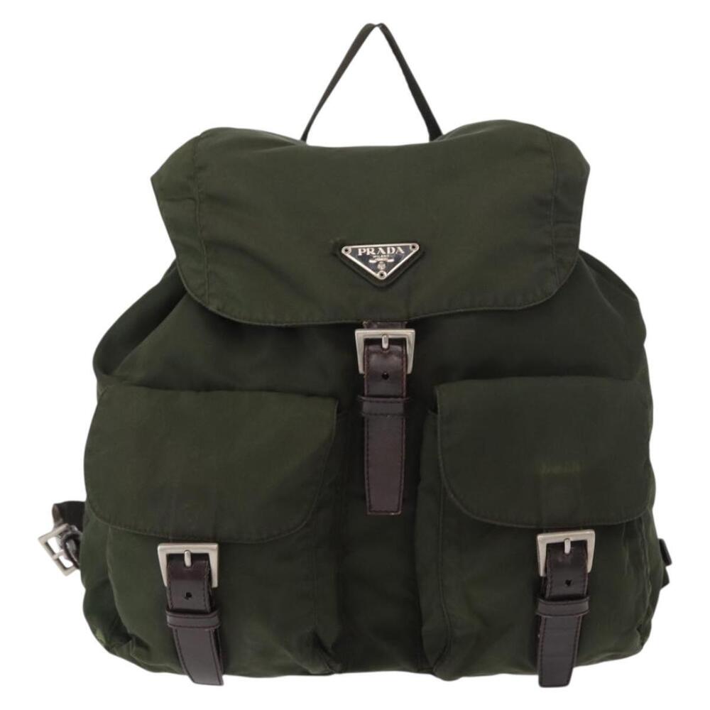 PRADA Backpack Nylon Khaki Silver Auth 151269 - Picture 13 of 16
